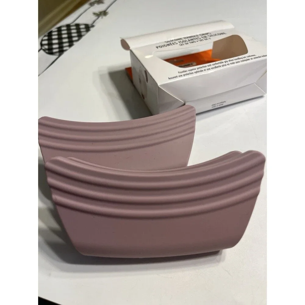 Le Creuset Silicone Handle Grips Set of 2 Mauve Pink